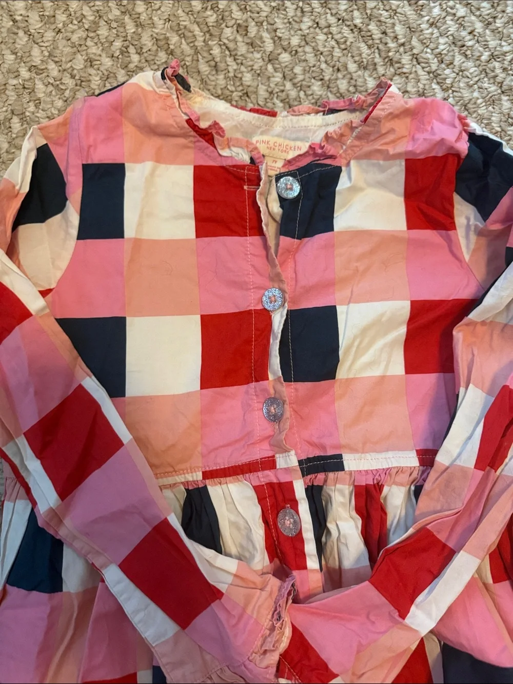 Pink Chicken Plaid Dress
